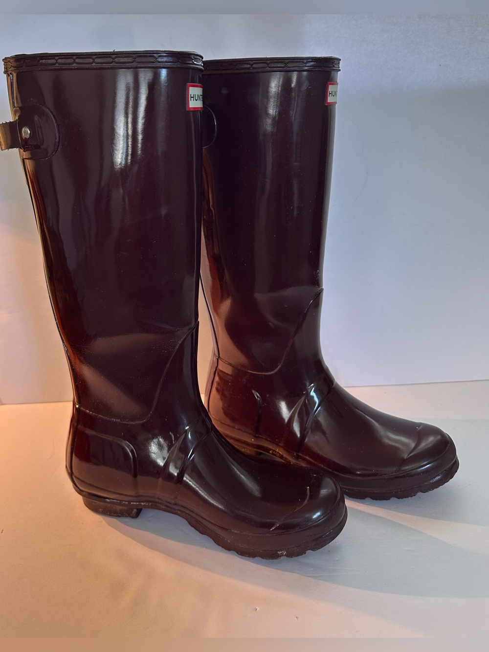 Hunter Burgundy Maroon Raspberry Knee High Rain Mud Boots Outdoor Size 7